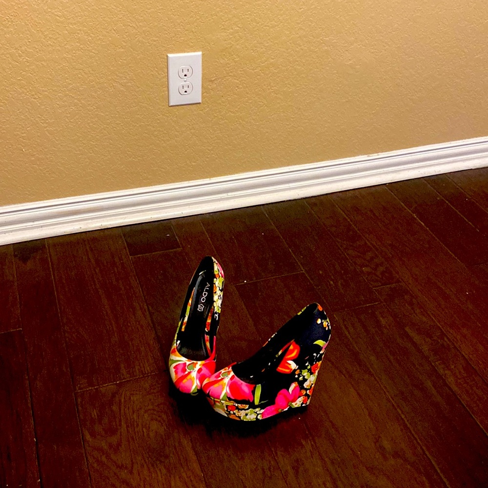 Beautiful multicolored wedge heels